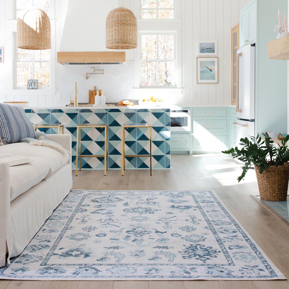 ROW by Oriental Weavers Addison Ivory and Blue 9'10" x 12' Area Rug, , large