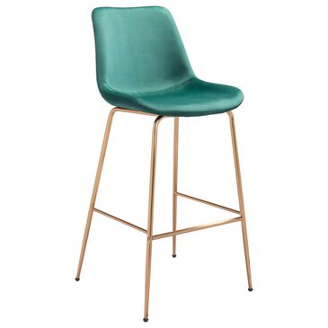 Zuo Modern Tony Bar Stool in Green and Gold, , large