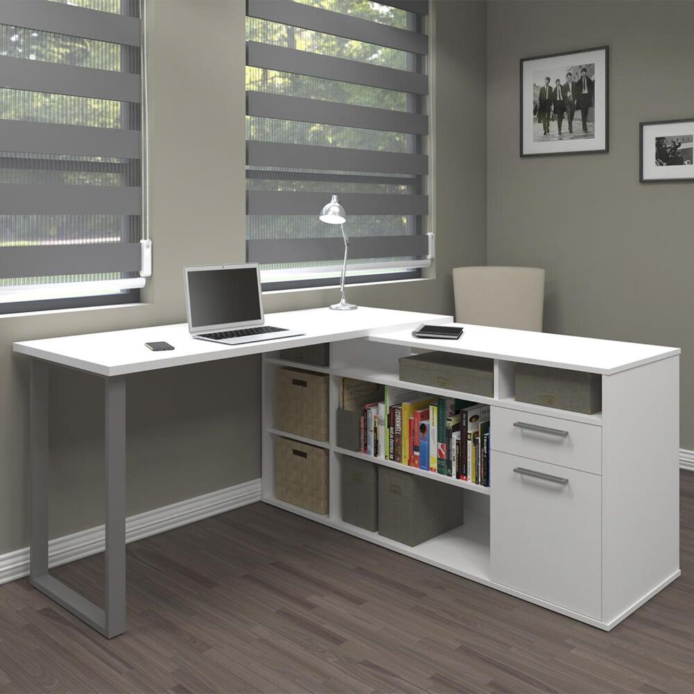 Bestar Solay L-Shaped Desk In White, , large
