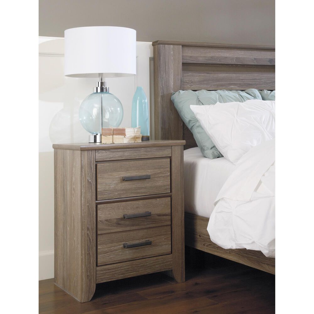 Signature Design by Ashley Zelen 2 Drawer Nightstand in Warm Gray, , large