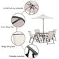 Furniture of America Nuri 6-Piece Outdoor Dining Set with Umbrella in Black, , large
