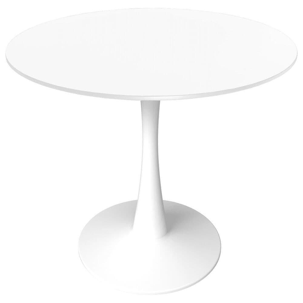 Leisuremod Bristol 27" Round Dining Table with MDF Top in White - Table Only, , large