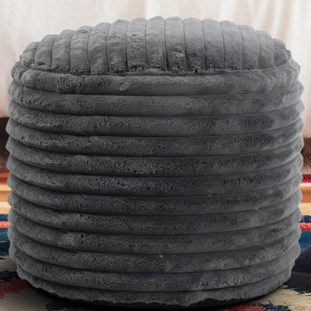 Howard Elliott Shar Pei Tall Pouf in Charcoal, , large