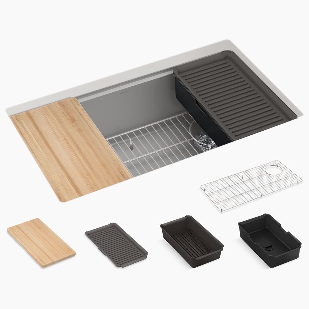 Kohler Billings 32.5" Undermount Single Bowl Workstation Kitchen Sinks in Matte Grey, , large