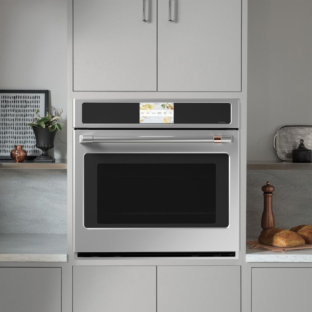 Cafe 2-Piece Kitchen Package with 30" Smart Built-In Convection Single Wall Oven and 30" Gas Cooktop in Stainless Steel, , large