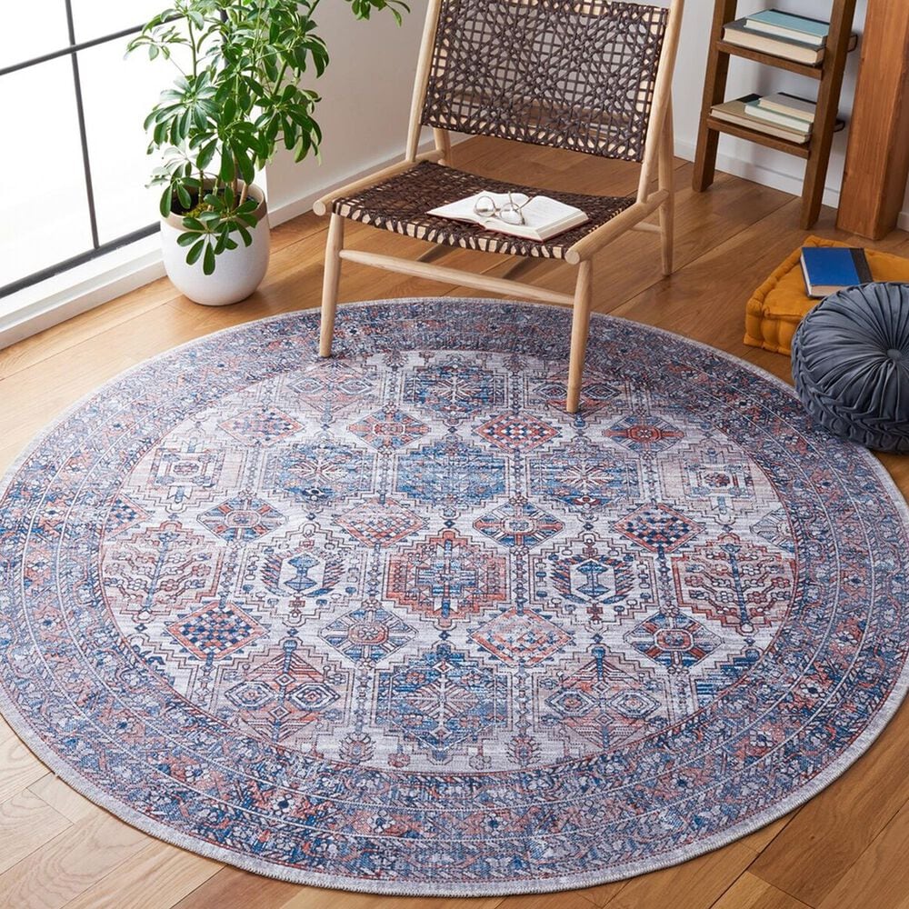 Safavieh Serapi 6&#39;7&quot; Round Ivory and Rust Area Rug, , large