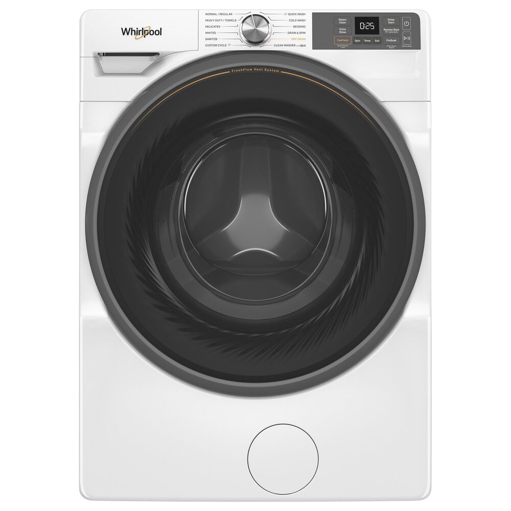 Whirlpool 4.5 Cu. Ft. Smart Front Load Washer and 7.4 Cu. Ft. Smart Gas Dryer Laundry Pair in White, , large