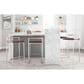 Lumisource Fuji Stackable Barstool with Brown Faux Leather in Brushed Stainless Steel (Set of 2), , large