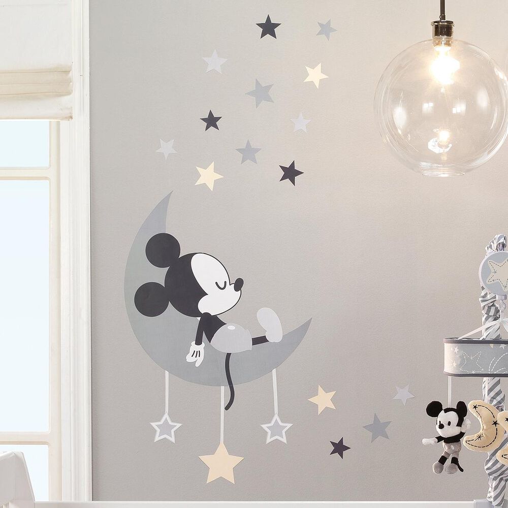 Lambs and Ivy Mickey Mouse Celestial Wall Decal in Gray and Yellow, , large