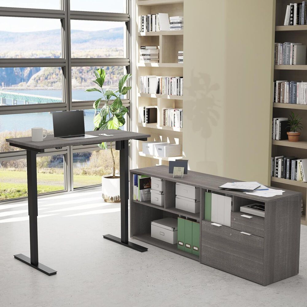 Bestar i3 Plus Height Adjustable L-Desk in Bark Gray, , large