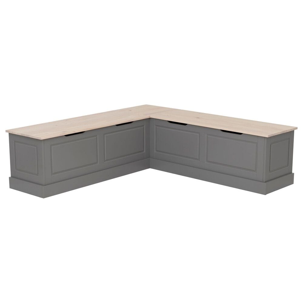 Linon Home Decor Tobin Backless Nook in Grey and Maple, , large