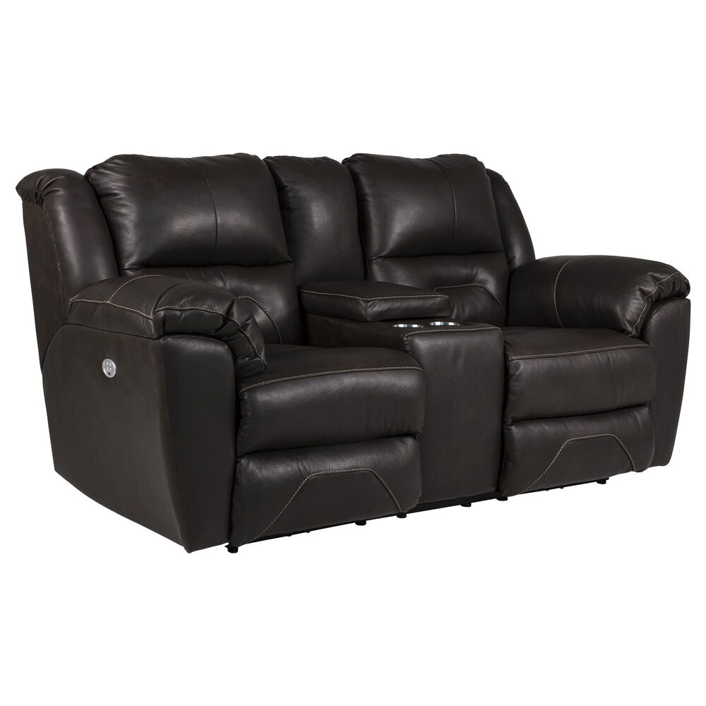 Southern Motion Pandora Leather Power Console Loveseat with Power Headrest in Fossil, , large