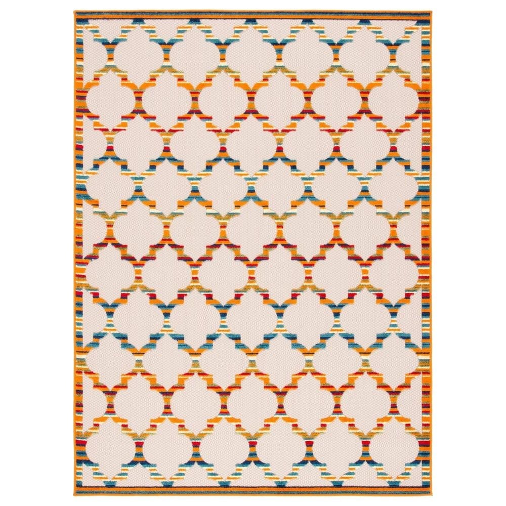 Safavieh Cabana CBN333A 8" x 10" Ivory and Orange Indoor/Outdoor Area Performance Rug, , large