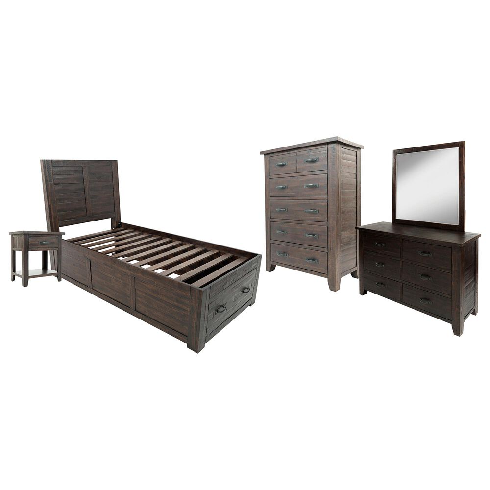 Waltham Jackson Lodge 5 Piece Twin Bed Set in Brown, , large