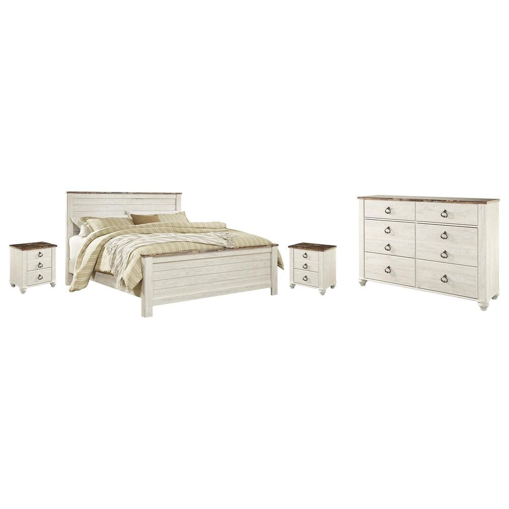 Ashley Willowton 4-Piece King Bedroom Set in Whitewash, , large