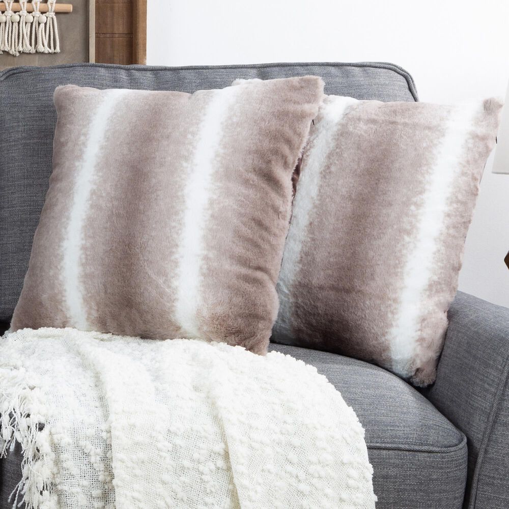 Timberlake Hastings Home Pillow in Gray and White Striped &#40;Set of 2&#41;, , large