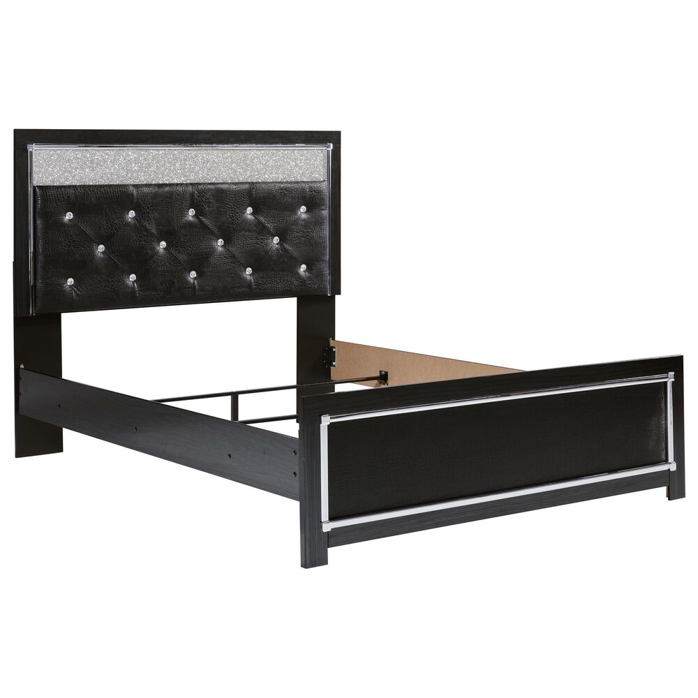 Ashley Kaydell 4-Piece Queen Upholstered Bed Set in Black and Dark Gray, , large
