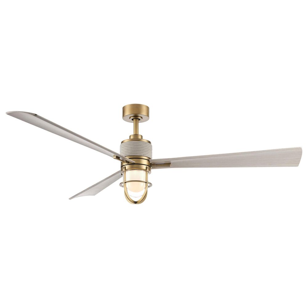 Minka-Aire Nauticus 65" Smart Indoor/Outdoor Ceiling Fan with Warm Coastal Driftwood Blades in Legacy Brass, , large
