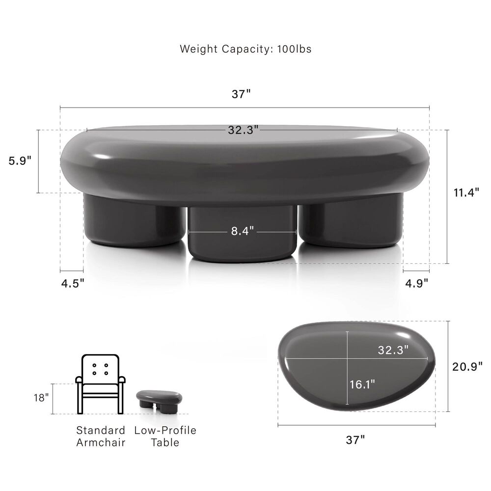 Furniture of America Rene 3-Piece Table Set in Dark Gray, , large