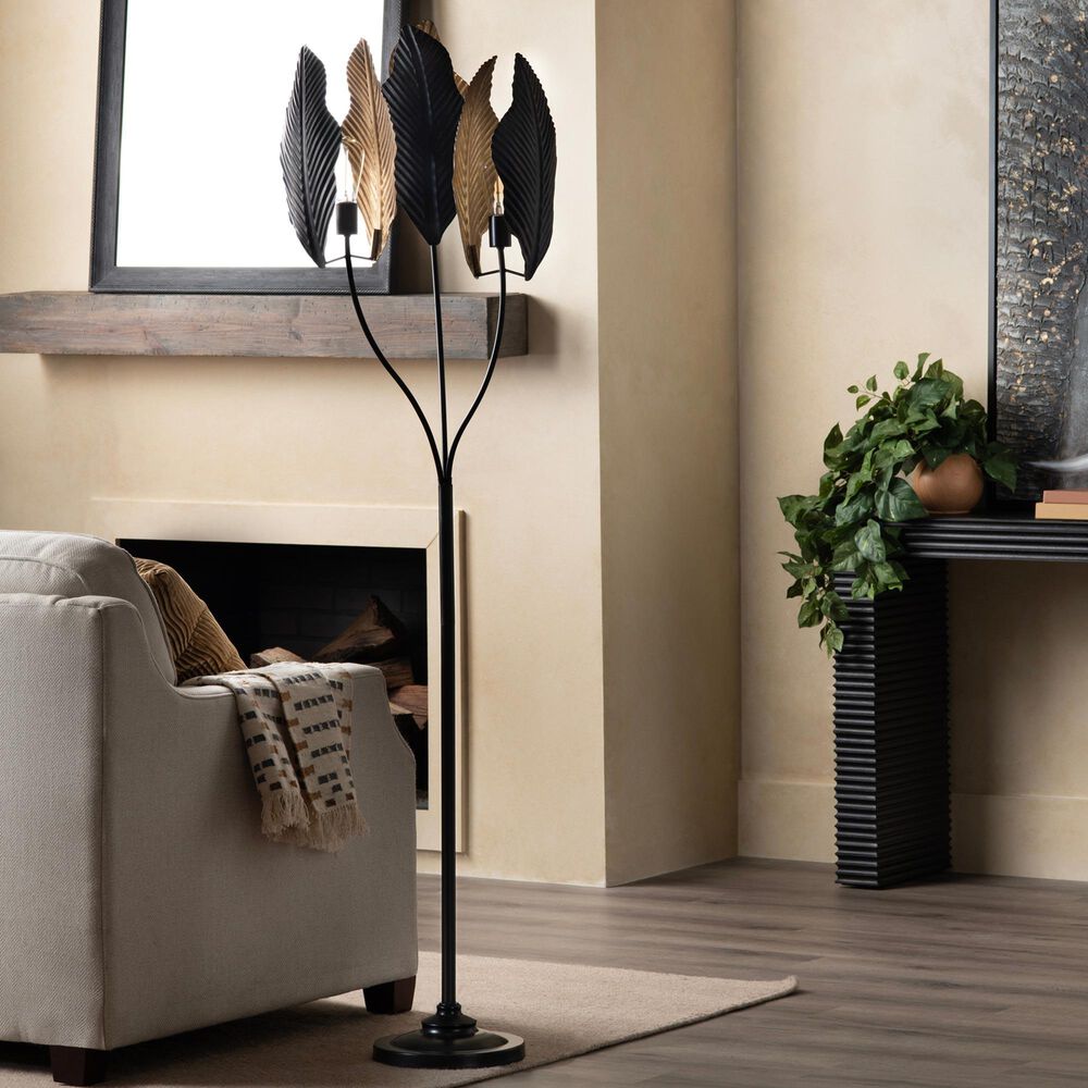 Crestview Collection Wynter Floor Lamp in Black and Gold, , large