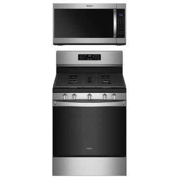 Whirlpool 2-Piece Kitchen Package with 5 Cu. Ft. Air Fry Gas Range and 2.1 Cu. Ft. Microwave in Stainless Steel, , large