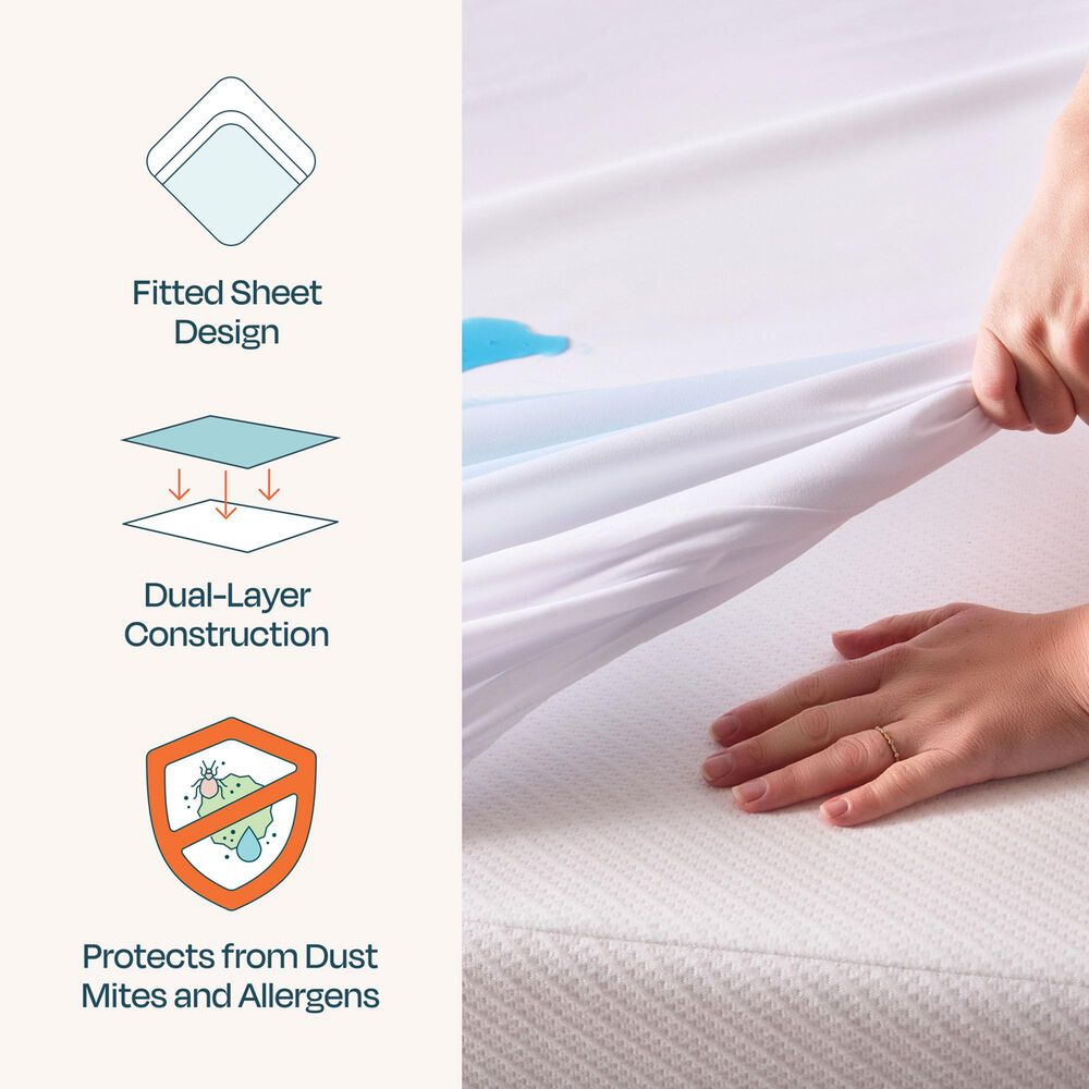 Malouf 5-Sided Premium Full Mattress Protector in White, , large