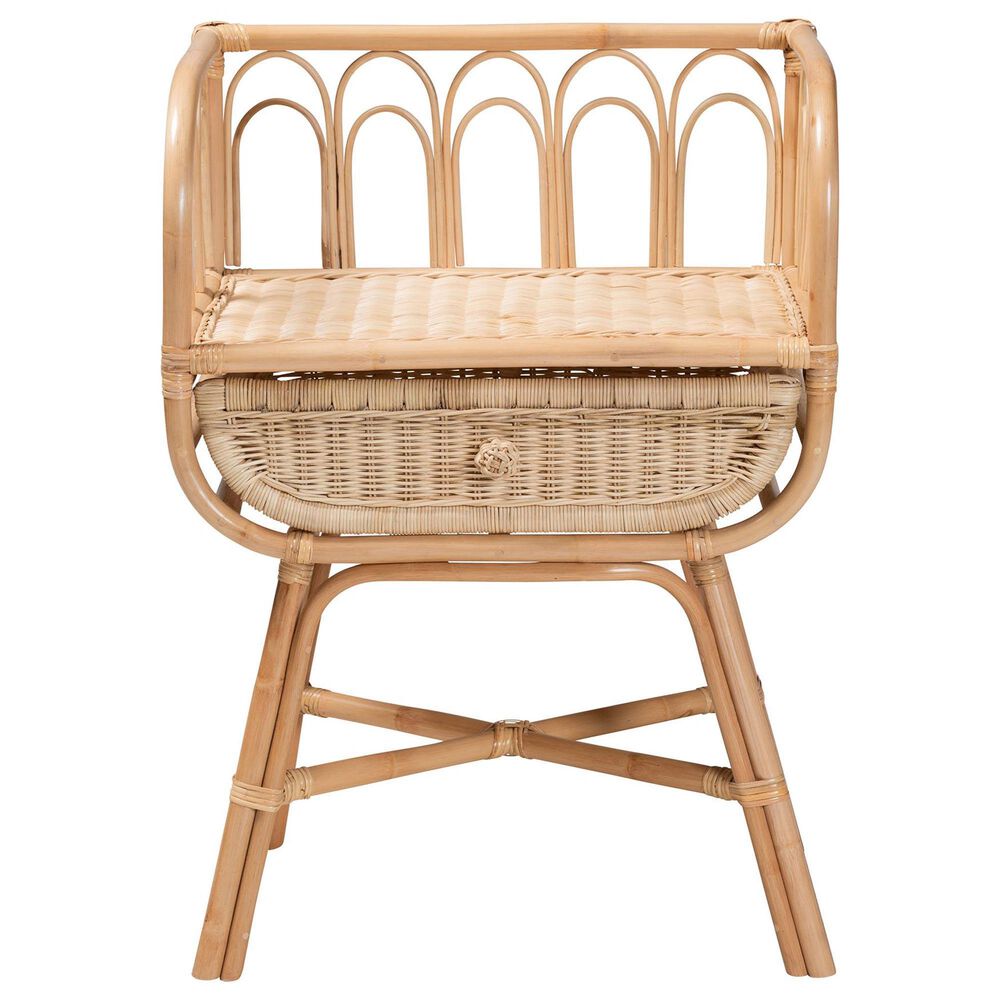 Baxton Studio Panchali 1-Drawer Rattan Nightstand in Natural Brown, , large