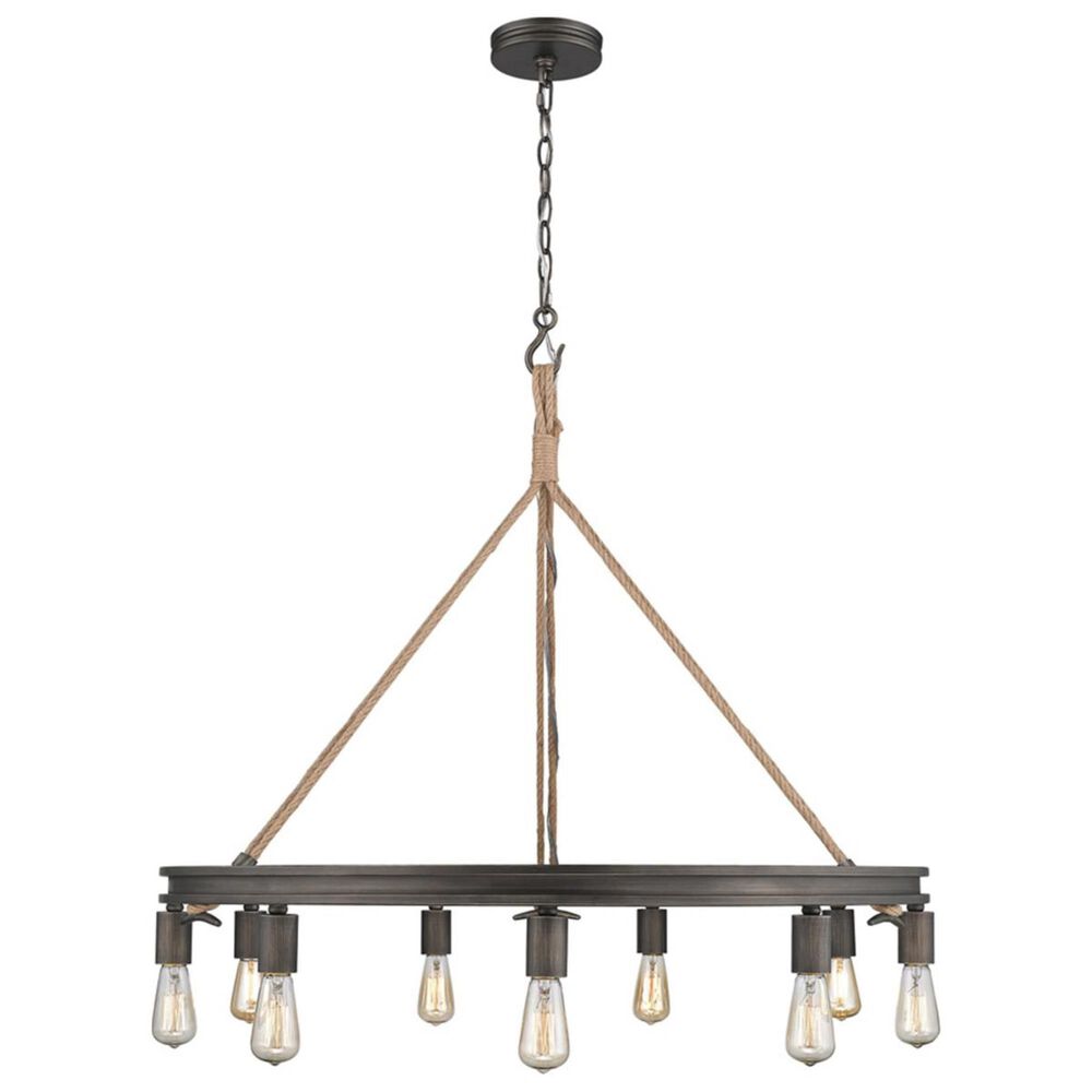 Golden Lighting Chatham 9-Light Chandelier in Gunmetal Bronze and Rope, , large