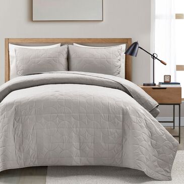 Triangle Home Fashions Mid Century Circle 3-Piece Full/Queen Quilt Set in Gray, , large