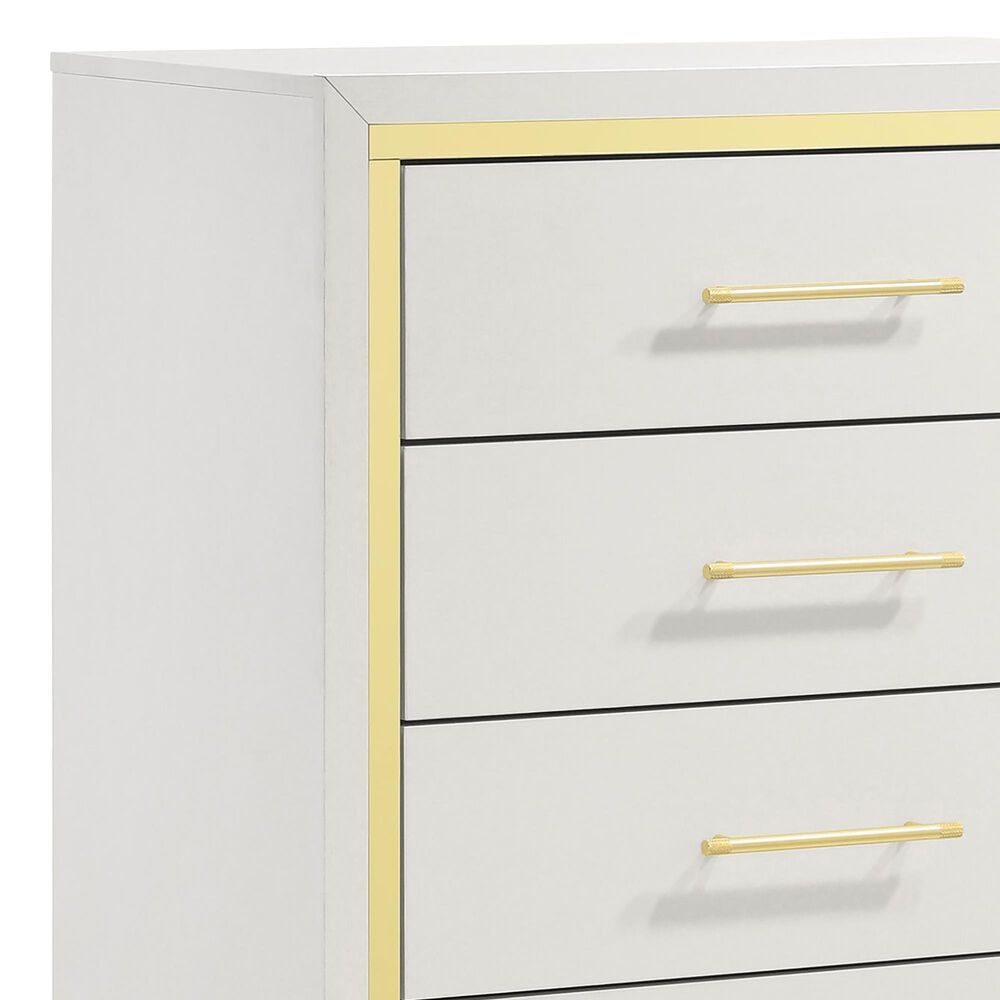 Pacific Landing Lucia 5-Drawer Chest in White and Gold, , large