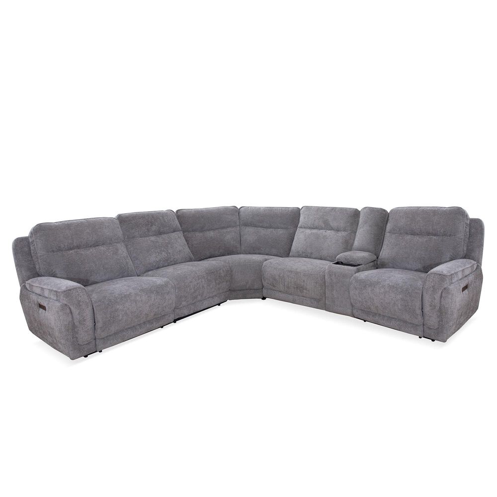 Oxford Furniture Cheers 6-Piece Power Reclining Sectional in Milan Fog, , large