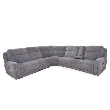 Oxford Furniture Cheers 6-Piece Power Reclining Sectional in Milan Fog, , large
