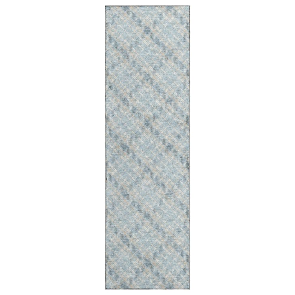 Dalyn Rug Company Soft Essentials Plaid Sky 2"3" x 7"6" Indoor/Outdoor Runner, , large