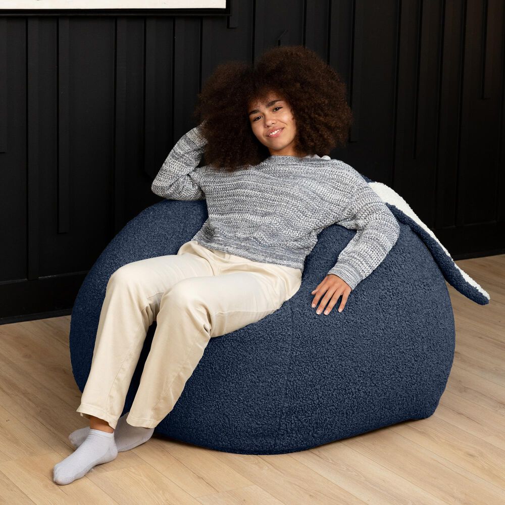 Jaxx HopSeat Bunny Oval Shaped Large Bean Bag Chair in Blue, , large
