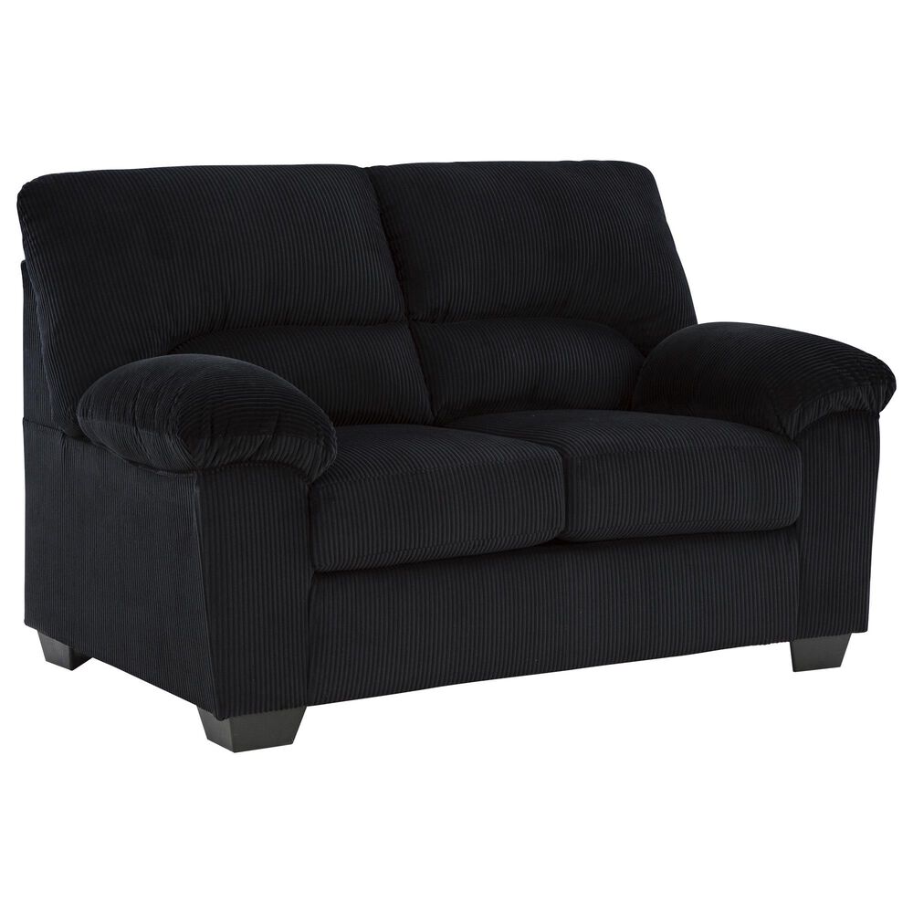 Ashley SimpleJoy Stationary Sofa and Loveseat Set in Onyx, , large