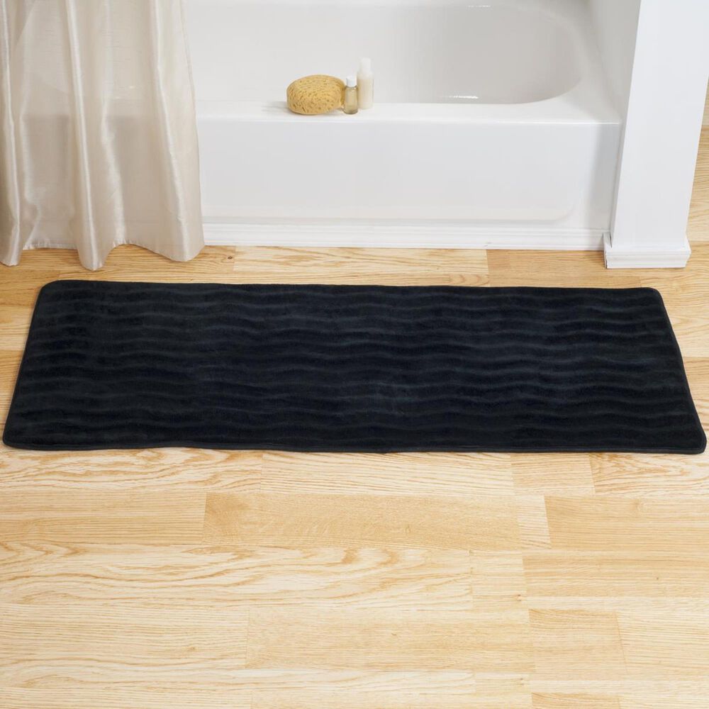 Timberlake 24" x 60" Memory Foam Bath Rug Mat in Black, , large