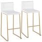 Lumisource Mara Barstool with White Cushion in Gold (Set of 2), , large