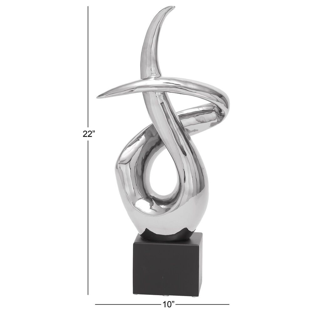 Maple and Jade 22&quot; Abstract Sculpture in Silver and Black, , large