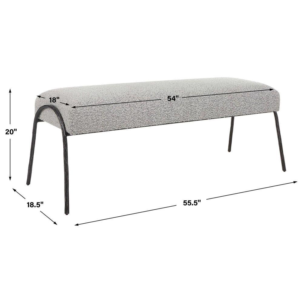 Uttermost Jacobsen Bench with Gray Cushion in Aged Black, , large