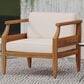 Hearth and Haven Aston Outdoor Club Chair with Cream Cushion in Teak, , large