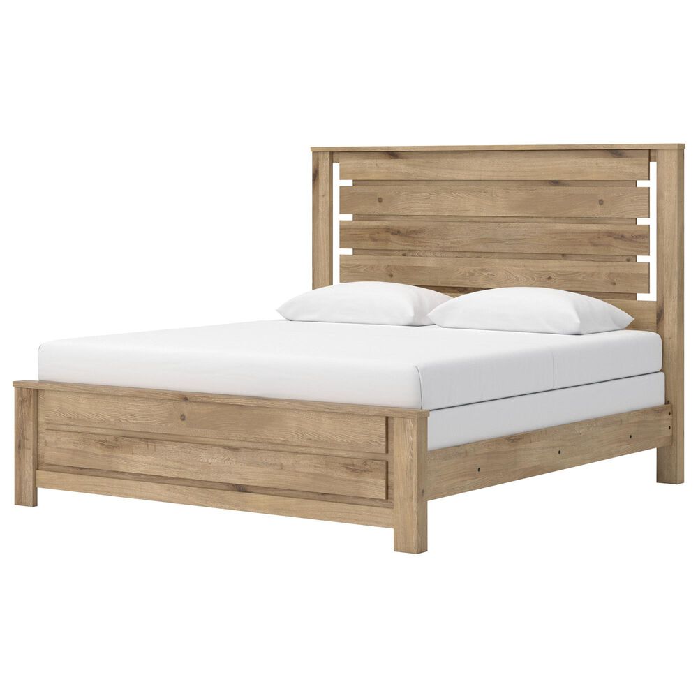 Ashley Brozmont King Panel Bed in Natural Brown, , large
