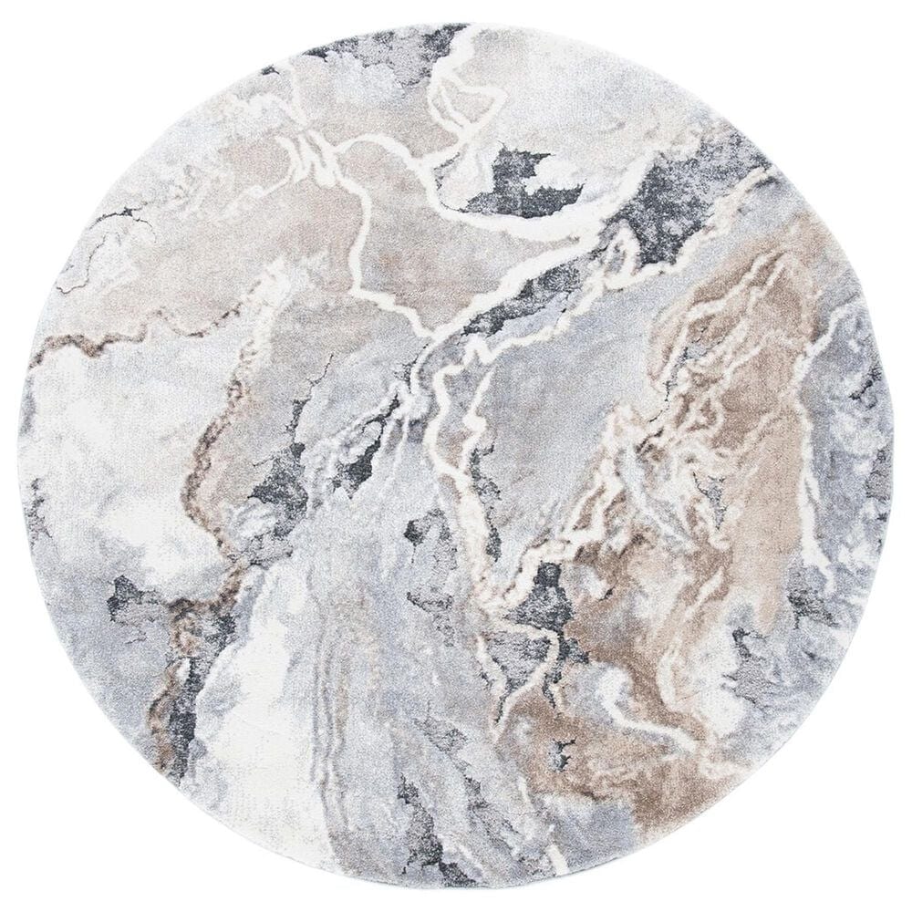 Safavieh Cyrus Shag CYR121G 3" Round Grey and Beige Area Rug, , large