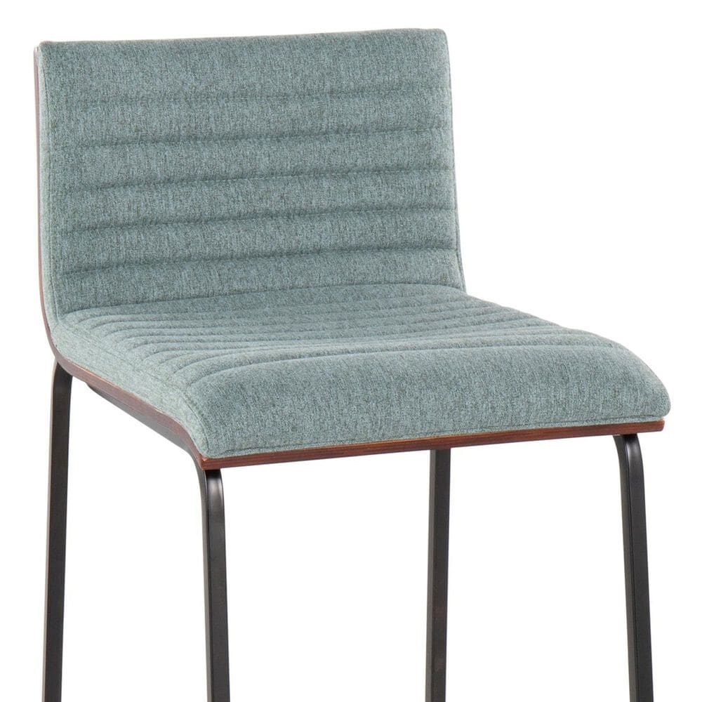 Lumisource Mason Mara Counter Stool with Green Cushion in Black and Walnut &#40;Set of 2&#41;, , large