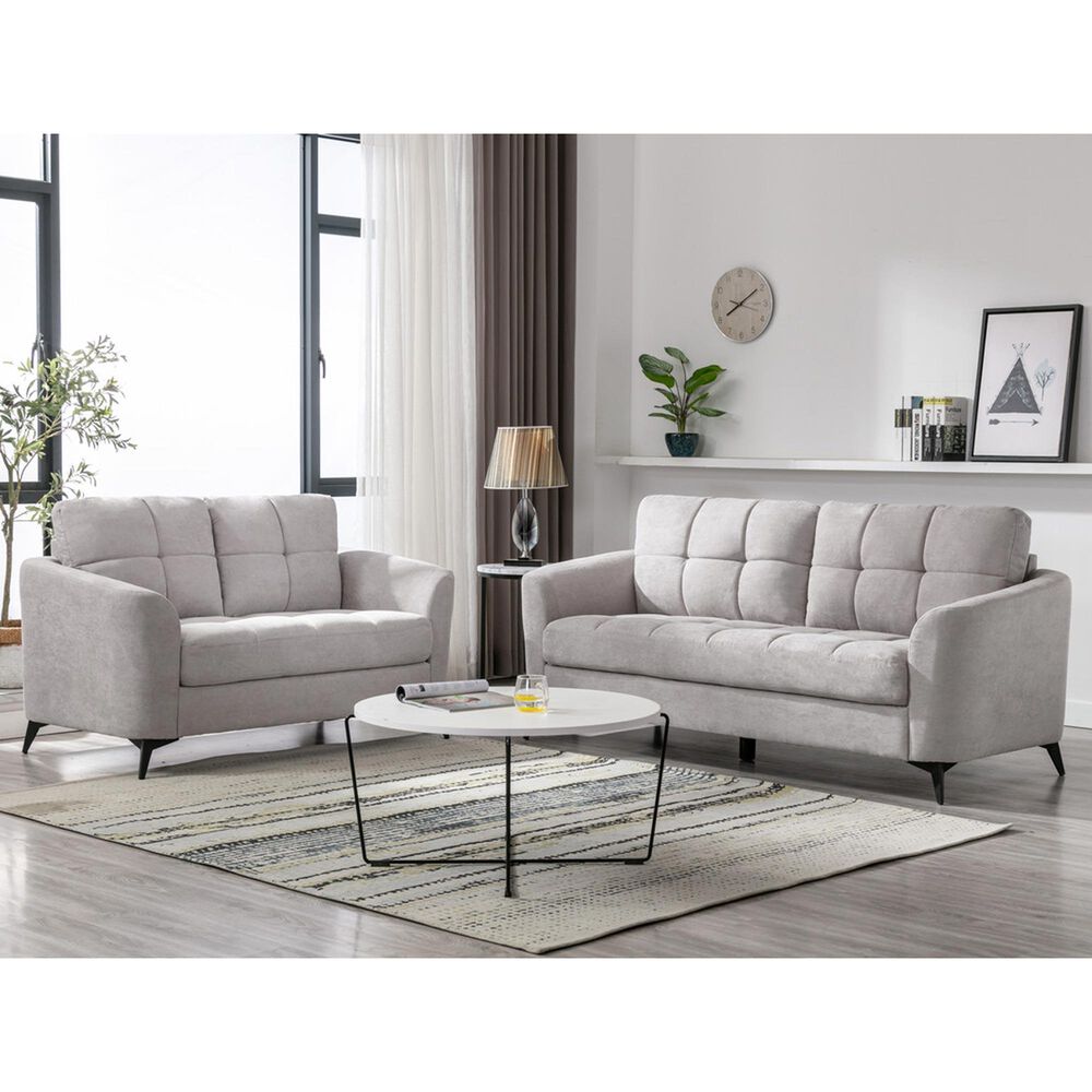 HOMLUX Sofa and Loveseat Set with Tufted Cushion in Light Gray, , large