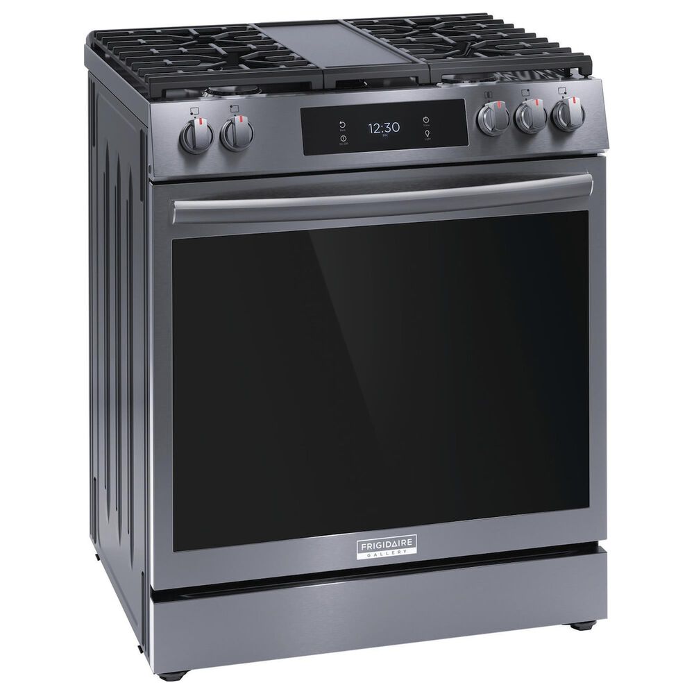 Frigidaire Gallery 30" Front Control Gas Range with Total Convection in Black Stainless Steel, , large