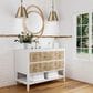 James Martin Vanities Olena 48" Single Vanity in Light Mappa Burl and Polished White with 3 cm White Zeus Quartz Top, , large