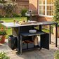 Hearth and Haven Outdoor Kitchen Island Cart with Dual Expandable Stainless Steel Tabletops in Black, , large