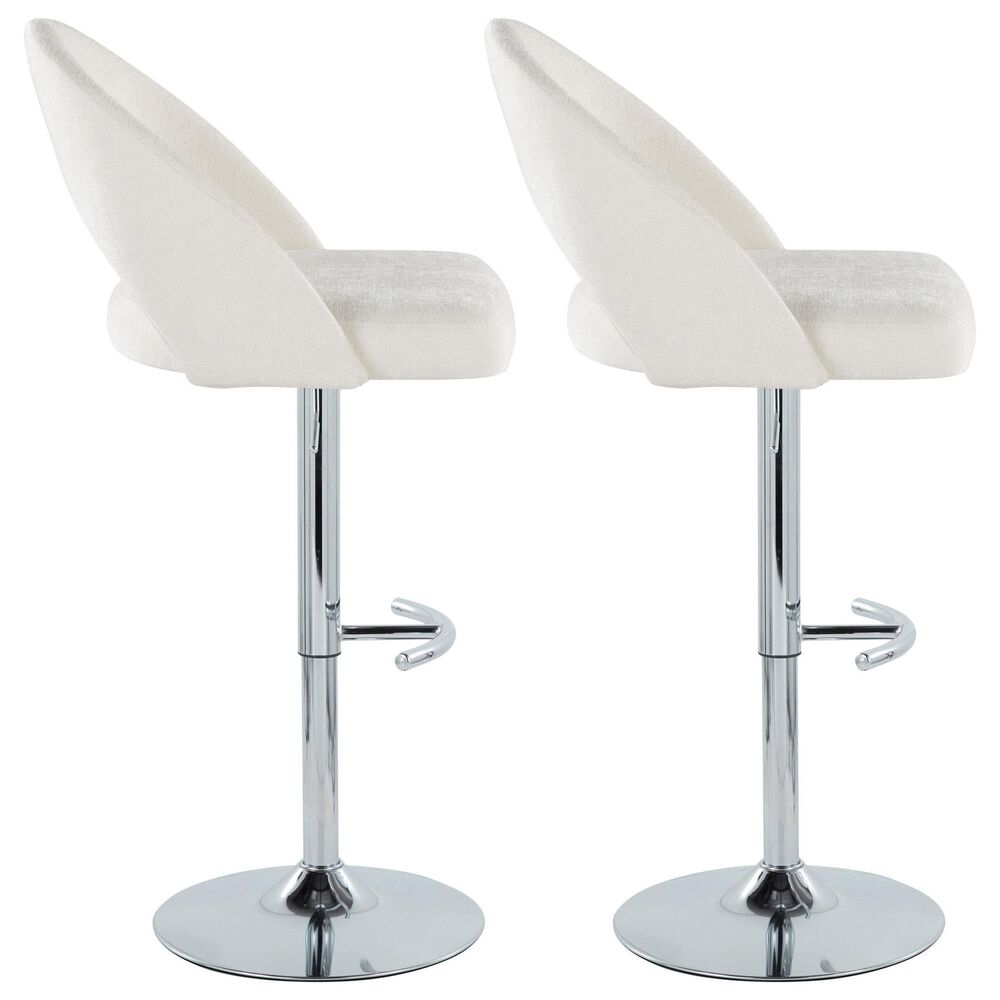 LumiSource Renee Adjustable Swivel Bar Stool with Cream Fabric Upholstery in Chrome (Set of 2), , large
