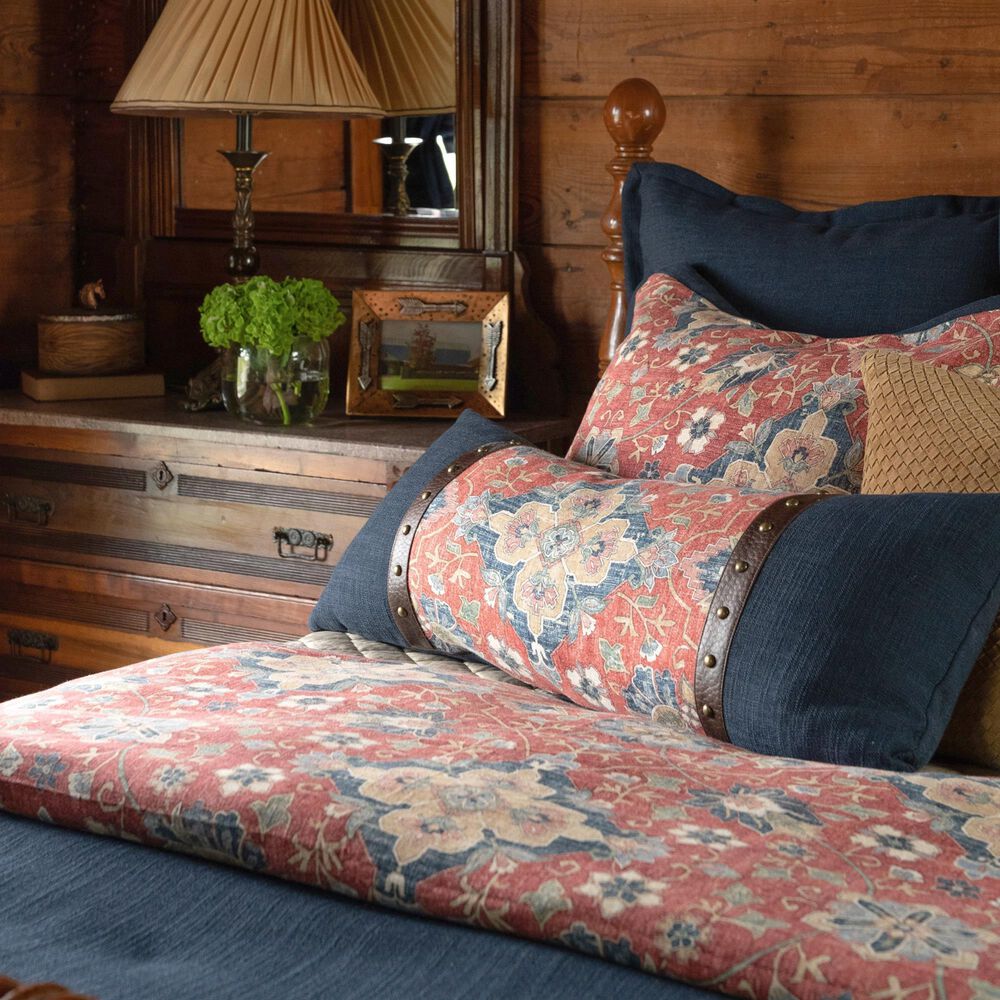 HiEnd Accents Melinda 3-Piece Queen Comforter Set in Rustic Red, Navy, Cream, Sage Green and Tan, , large