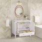 James Martin Vanities Myrrin 36" Vanity in Bright White with 3 cm Carrara White Marble Top, , large